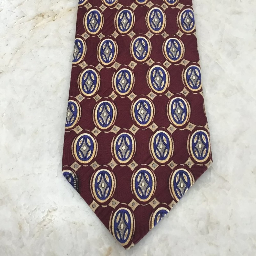 Robert Talbott Best of Class Necktie, 100% Silk, Hand Sewn, Burgundy, Blue, Gold